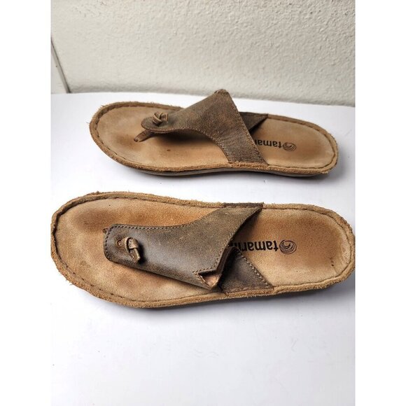 Tamarindo Beachcomber Women's Leather Slide Sandals Size 7 Brown Casual Comfort - Picture 3 of 11